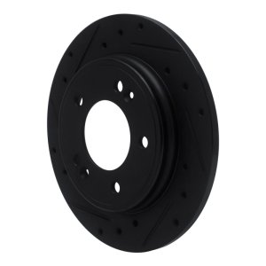 Hyundai Elantra GT Brake Rotor (1) - Rear Left - R1 Concepts - Drilled & Slotted - Black - `17-`25